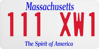 MA license plate 111XW1
