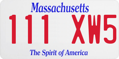 MA license plate 111XW5