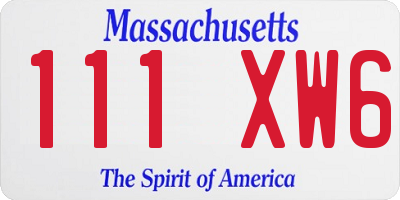 MA license plate 111XW6