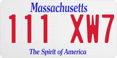 MA license plate 111XW7