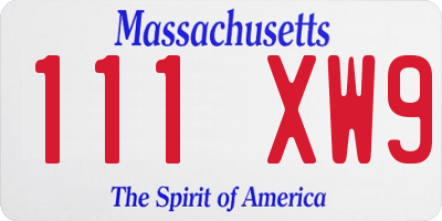 MA license plate 111XW9