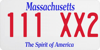 MA license plate 111XX2