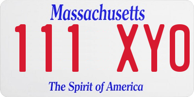 MA license plate 111XY0