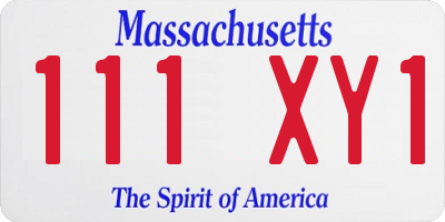MA license plate 111XY1