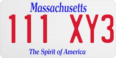 MA license plate 111XY3