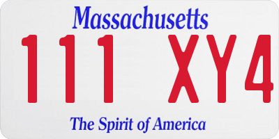 MA license plate 111XY4