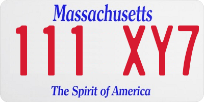 MA license plate 111XY7