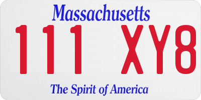 MA license plate 111XY8