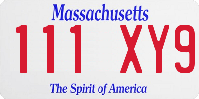 MA license plate 111XY9
