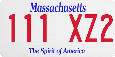 MA license plate 111XZ2