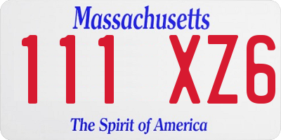 MA license plate 111XZ6