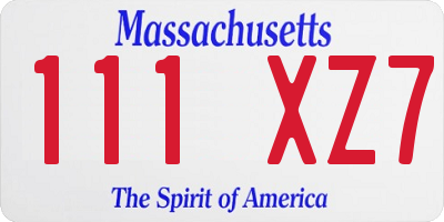 MA license plate 111XZ7