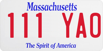 MA license plate 111YA0