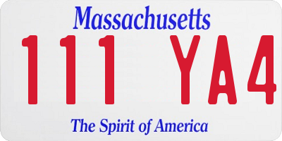 MA license plate 111YA4