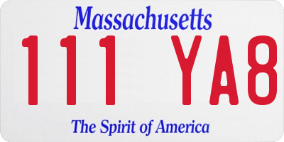 MA license plate 111YA8