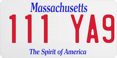 MA license plate 111YA9