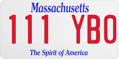 MA license plate 111YB0