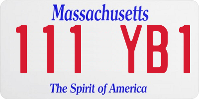 MA license plate 111YB1