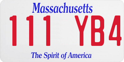 MA license plate 111YB4