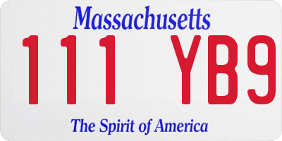 MA license plate 111YB9
