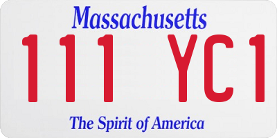 MA license plate 111YC1