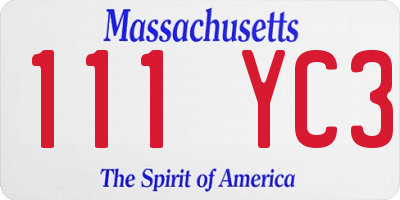 MA license plate 111YC3