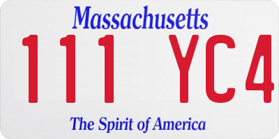 MA license plate 111YC4