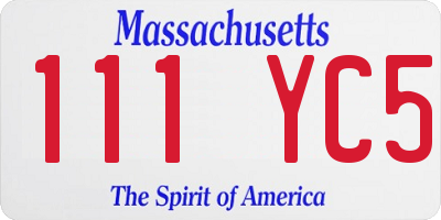 MA license plate 111YC5