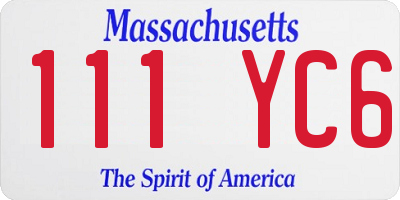 MA license plate 111YC6