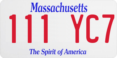 MA license plate 111YC7