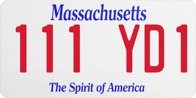 MA license plate 111YD1