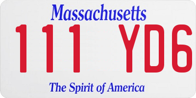 MA license plate 111YD6