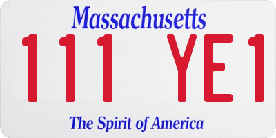 MA license plate 111YE1