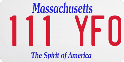 MA license plate 111YF0