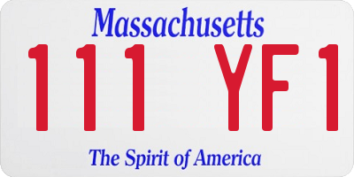 MA license plate 111YF1