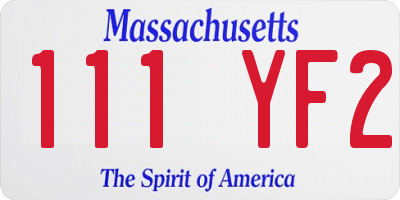 MA license plate 111YF2