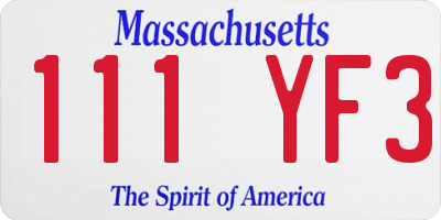 MA license plate 111YF3