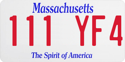 MA license plate 111YF4