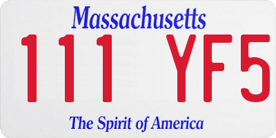 MA license plate 111YF5