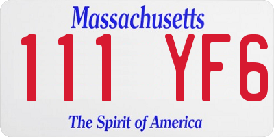 MA license plate 111YF6
