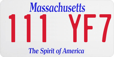 MA license plate 111YF7