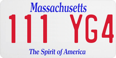 MA license plate 111YG4