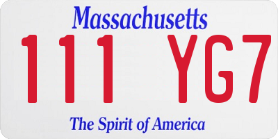 MA license plate 111YG7
