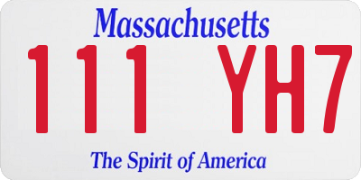 MA license plate 111YH7