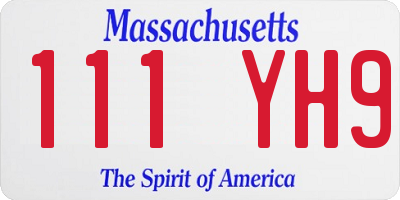 MA license plate 111YH9