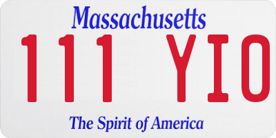 MA license plate 111YI0