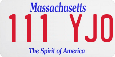 MA license plate 111YJ0