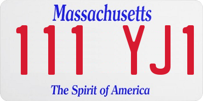 MA license plate 111YJ1