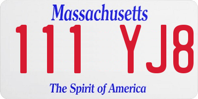 MA license plate 111YJ8