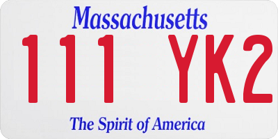 MA license plate 111YK2